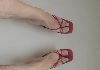 Jerking Big Cock off in Red Heels