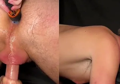 Milking and Edging His Dick From Behind, Using Dildos in His Hole