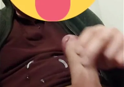 Me shooting a powerful high cumshot and then covering my t-shirt with cum