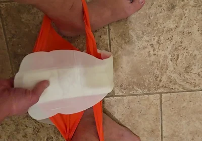 Pad Change in Microfiber Panties Takepad