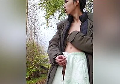 Hes In Heat Again Outdoors, His Nipples Are Erect And His Penis Is Dripping Wet. Hes Posing Naked On The Bridge