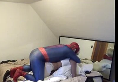 Spiderman Fucks Blonde Sex Doll Wearing Leggings And Crop Top