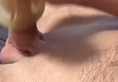 Flashlight Can Make You a Strong Orgasm, Look What It Looks Like in Deep Connection with Glans Massage, Until Huge Cum on Body