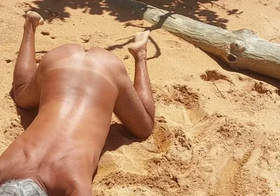 Ladysilva on the Beach Naked on All Fours Showing off Her Big Sexy Tanned Ass