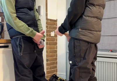 Came Back From Outside and Emptied Full Dicks on Black Pants