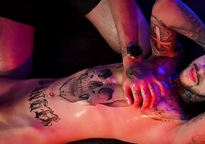 Camilo Brown Giving Intense Handjob To Hot Tattooed Stud Inked Mike Making Him Shoot His Cum