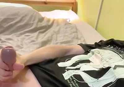Femboy Jerking Off On The Bed