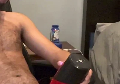 First Time Using Vibrating Masturbator Stroker