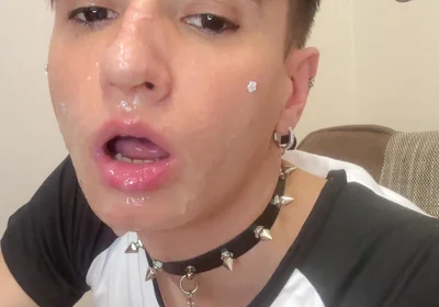 Femboy Sucking Dildo Got Whole Face Wet