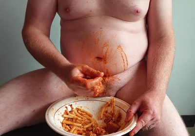 I Jerk off with My Dinner and Piss in It and I End up Cumming on a Cookie to Eat It All