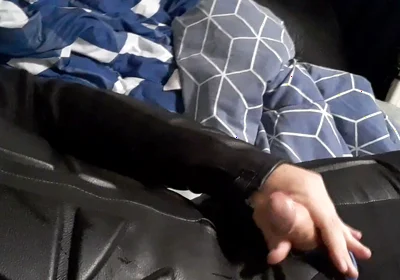 Biker Cums in Leather Moto Race Suit