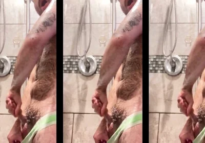 Handsome Hairy Hung Shower Bator Horny at the Gym Needed to Edge and Sperm for My Guys
