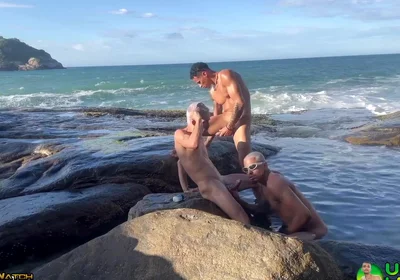 3 Hung Latinos Fuck Bareback Public Beach Hardcore Anal Yuri Diaz