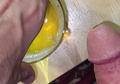 Mixing Cum and Piss in My Office