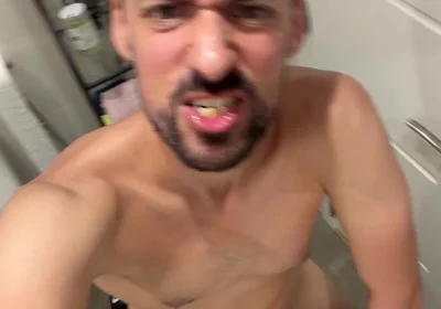 Hot Stepdaddy Jerks off and Nuts in Bathroom