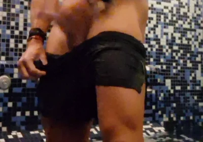 Risky Masturbation in Luxury Spa Sauna - Big Hard Cock Jerk to Huge Cum Almost Caught