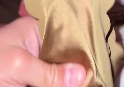 Cum in Silky Satin Green Panties