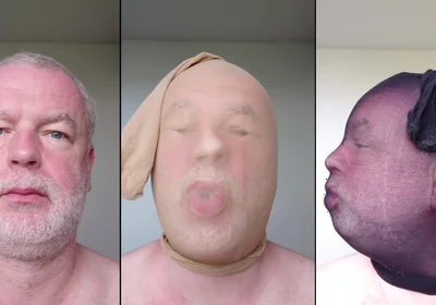 Selfie Collage with Masks Made of Tights