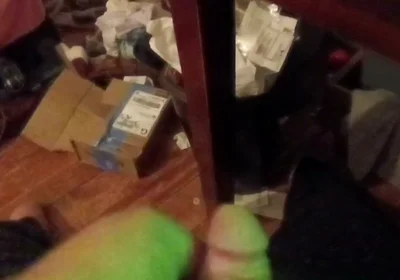 Cumming with a Green Glowing Light