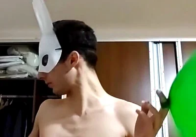 Bunny Looner Blowing up Big Balloons While Jerking off on Stream
