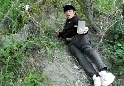 Cute Jon Arteen Gay Twink Jerks off Outdoors, Dry-humps the Air, and Shoots Cum Through a Hole in His Pants