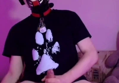 Kneeling Pup Strokes His Bone for You