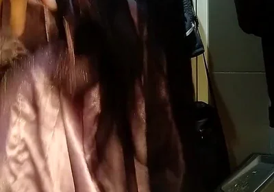 Masturbating Wearing Cute and Gorgeous Satin Longdress