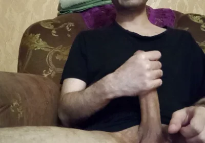 Big Cock and Hot Balls. Horny Guy Jerking and Derives Pleasure