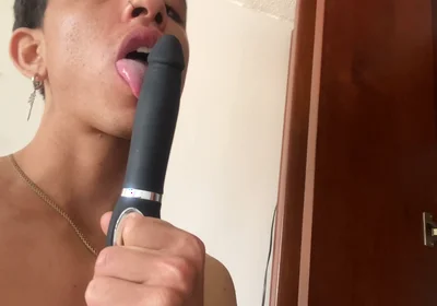 Playing with a Black Rubber Cock, Fucking My Ass