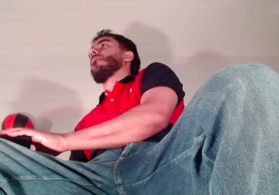 Jeans, Dick Out, and Masturbation with Food