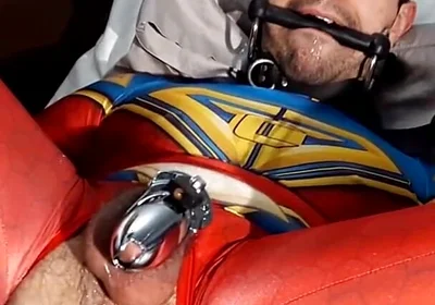 October 2021 Ricky Cage Live Show -- Cock-locked Superhero Takes Dicks in Ass and Mouth!