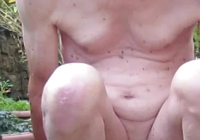 Riding Large Glass Cock Outdoors