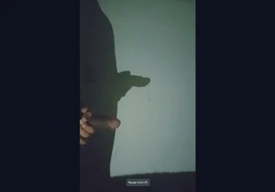 Shadow art in the dark night: the reflection of my private desire of jerking off on the wall.