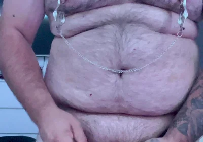 Cock and Ball Bondage with Nipple Clamps and Butt Plug