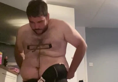 Cock and Ball with Butt Plug and Sissyfication Crossdressing Nipple Clamps