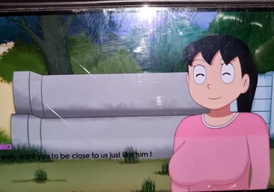 Nobita Rubbed Her Stepmother's Breasts, All the Water From Her While Bathing.