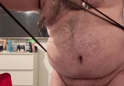 Cock Bondage Until It Turns Purple with Nipple Clamps and Crotch Rope