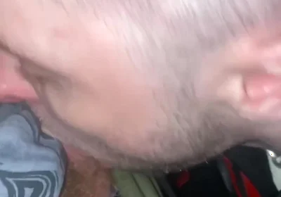 Kinkysirius in Chav Scally Outfit Sucks Hard by Leather Bear in the Public Restroom