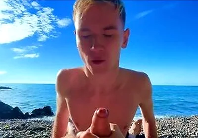 Sucking A Big Dick With A Swallowed And Gives Cum In A Tight Ass On A Nude Beach