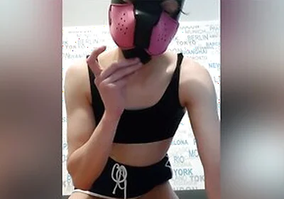 Cute Pup Cumming In His Cage