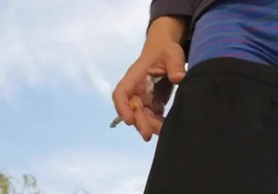 Hot Guy Caught Smoking and Sagging Outside (non-nude)