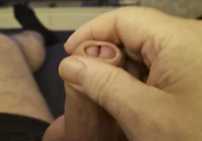 My Friend Lies on the Bed and Plays with His Big Cock Waiting for My Wet Hole