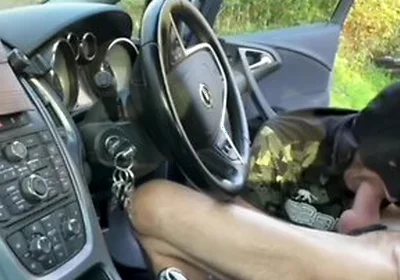 Rest Area Hookup Horny Guy In Batman Mask Sucks My Big Cock In The Car