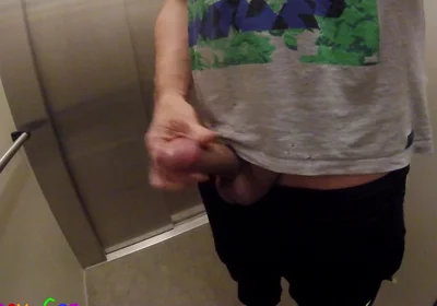 I Was Jerking off My Thick Cock in a Public Elevator. I Wanted to Cum, but I Was Taken Upstairs.