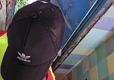 Two Construction Workers Making Out in the Company Bathroom.