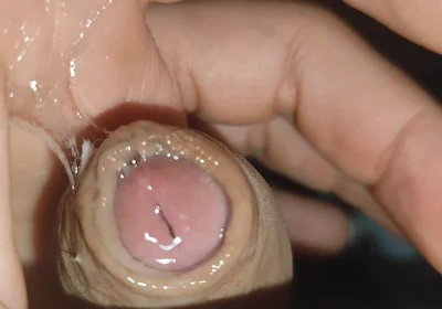 Creamy Pre-cum Slowly Sliding Down the Hole.