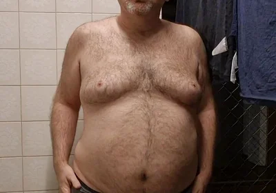 Chubby Daddy Bear Get Naked in the Laundry Room