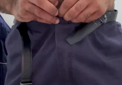 Security Guard Ejaculated on His Work Uniform in a Public Restroom.