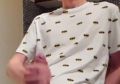 Sweet load of cum flows from this cute guy's big cock