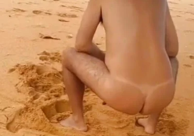 Ladysilva Naked on the Beach Showing off Her Sexy Tan Butt with a Sexy Tan Line